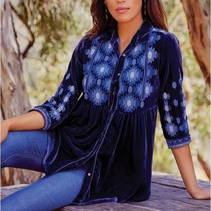 Johnny Was Nomi Velvet Smock Shirt for Lawalm0